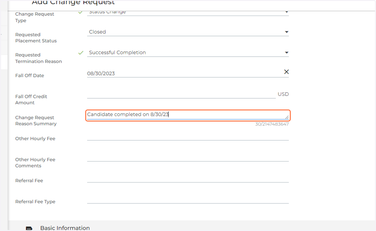 Add a Change Request Summary (If Applicable)