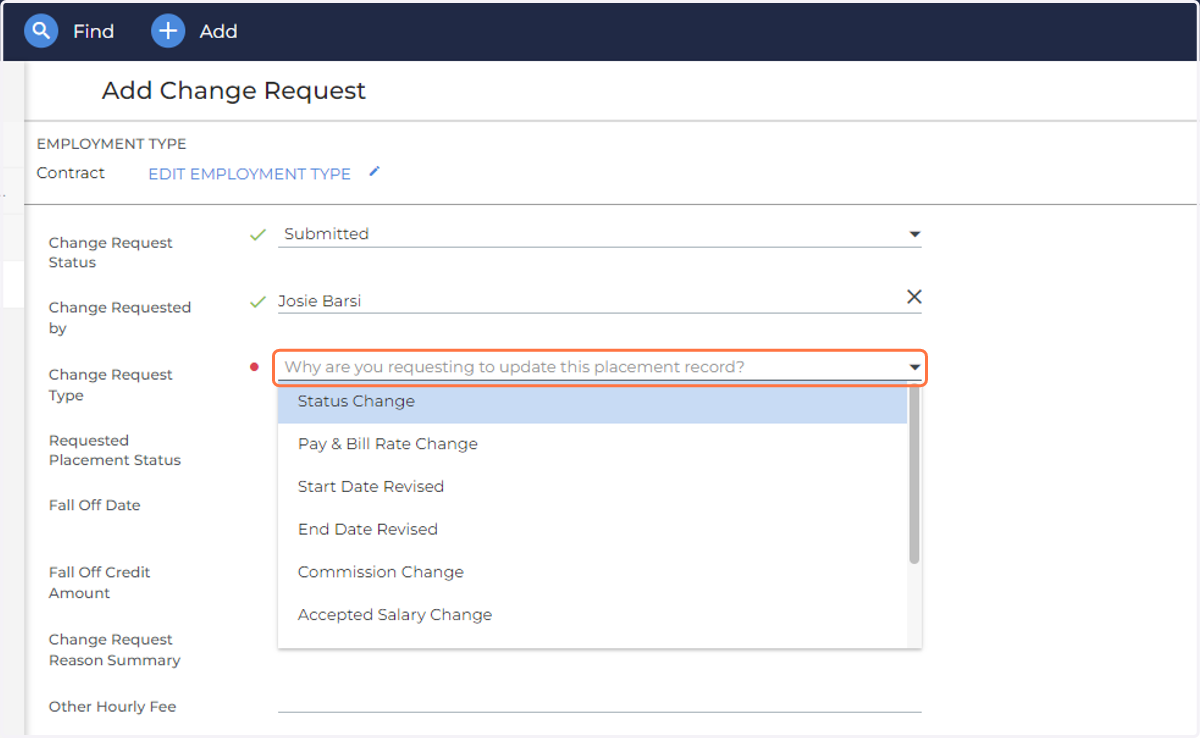 Complete Change Request Type