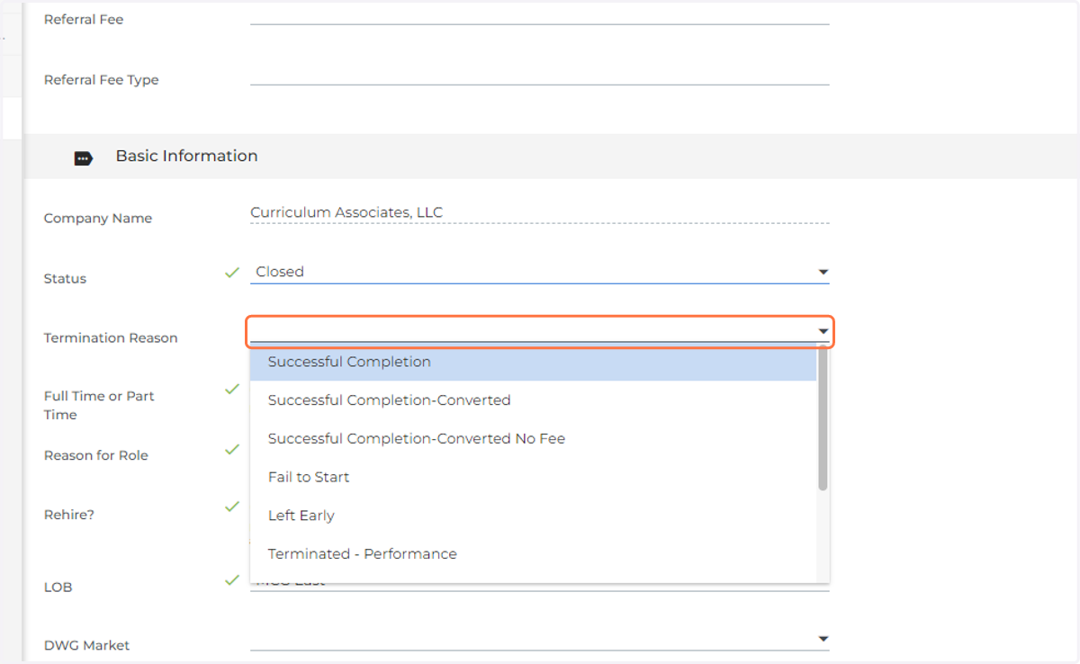 Add a Termination Reason