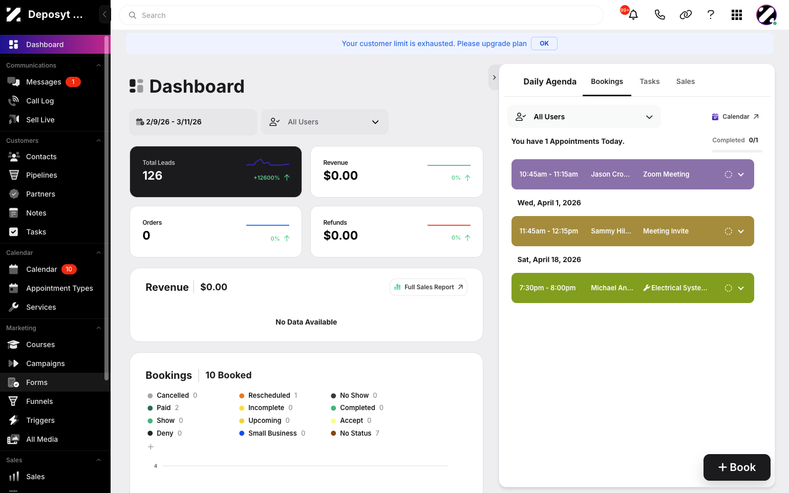 Step 1: On your Dashboard, navigate to the Forms tab under the Marketing section.