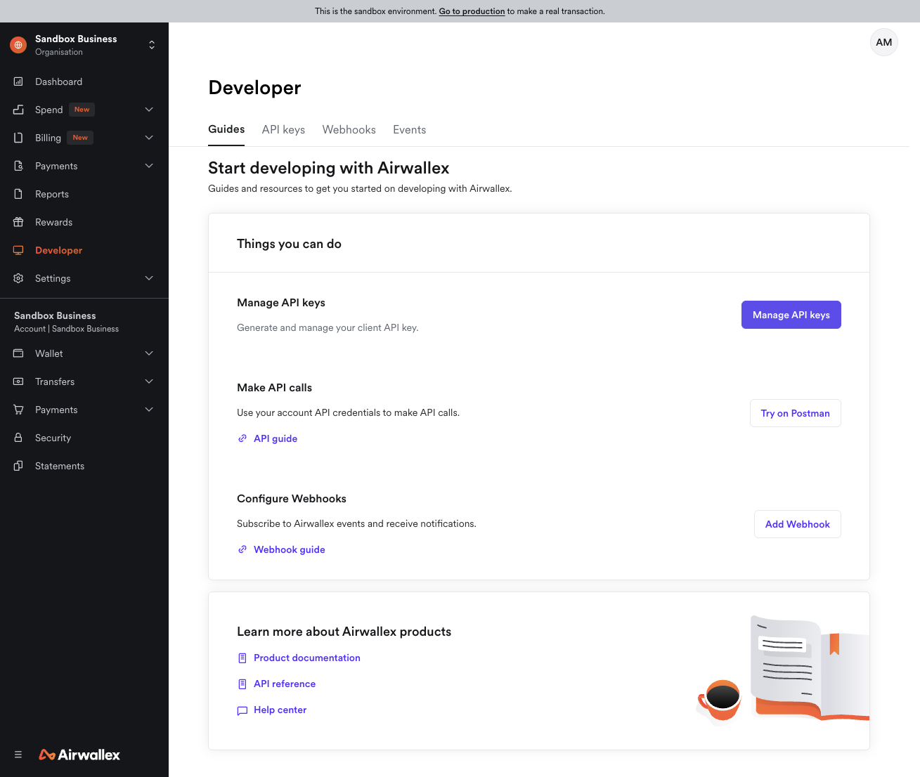 Click on Manage API keys