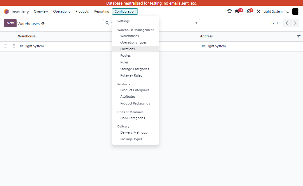 Navigate to: Configuration → Locations