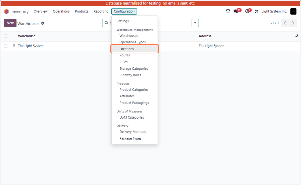 Navigate to: Configuration → Locations