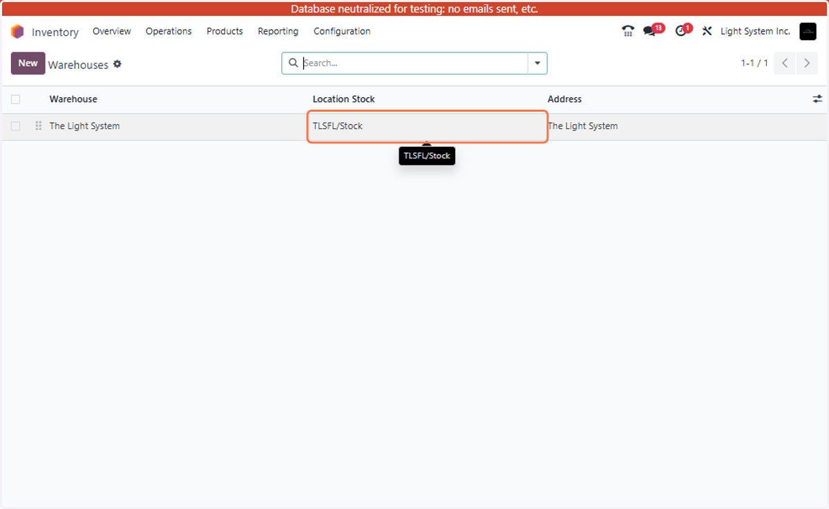 View Default Stock Location.