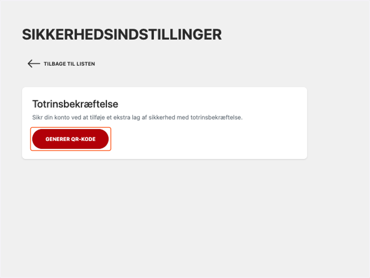 Klik på GENERER QR-KODE