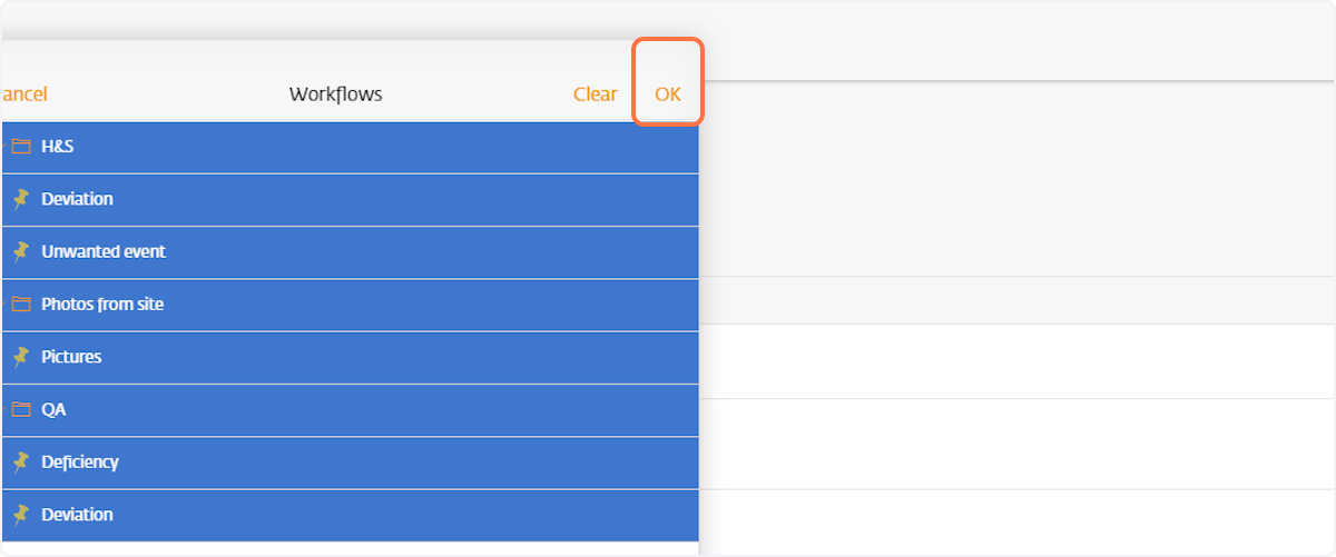 Pick the workflows you want from the list and then click "OK"
