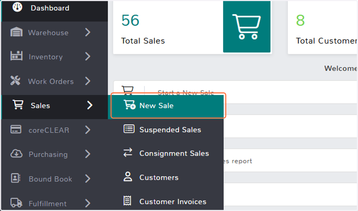 Click on New Sale