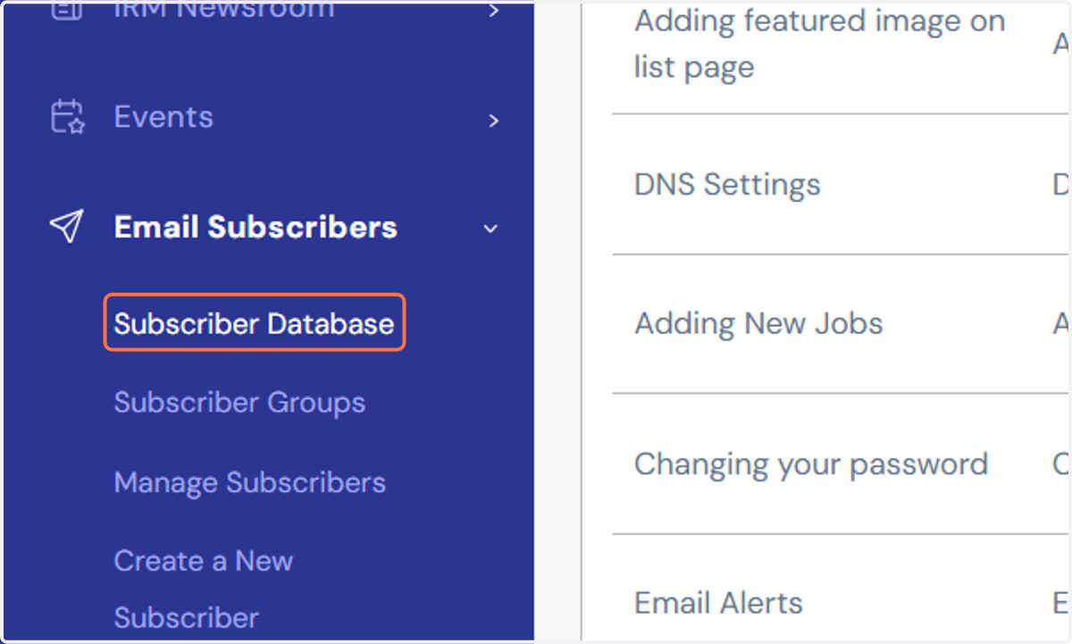 Navigate to Email Subscribers in the main menu.