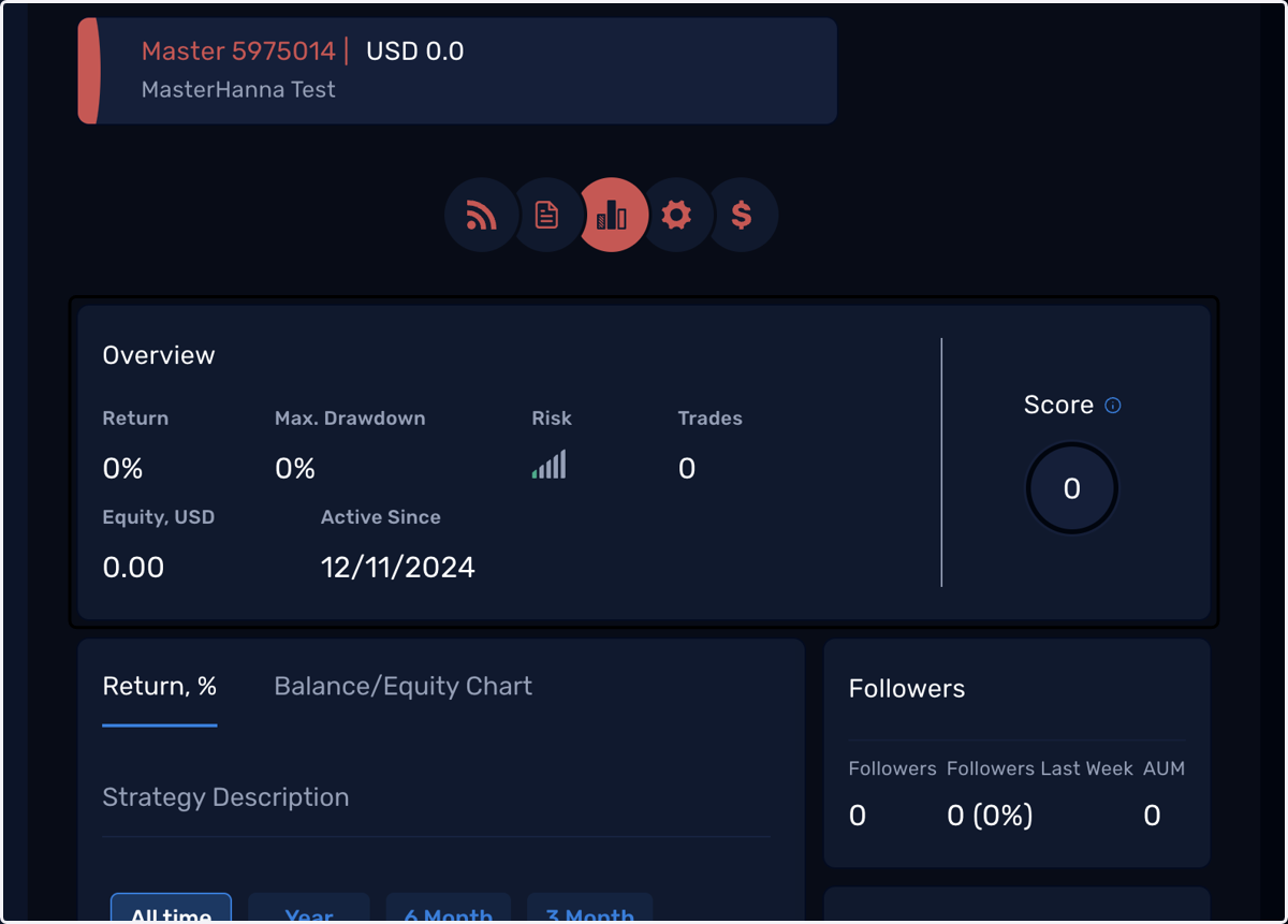 Statistics will display your account's performance