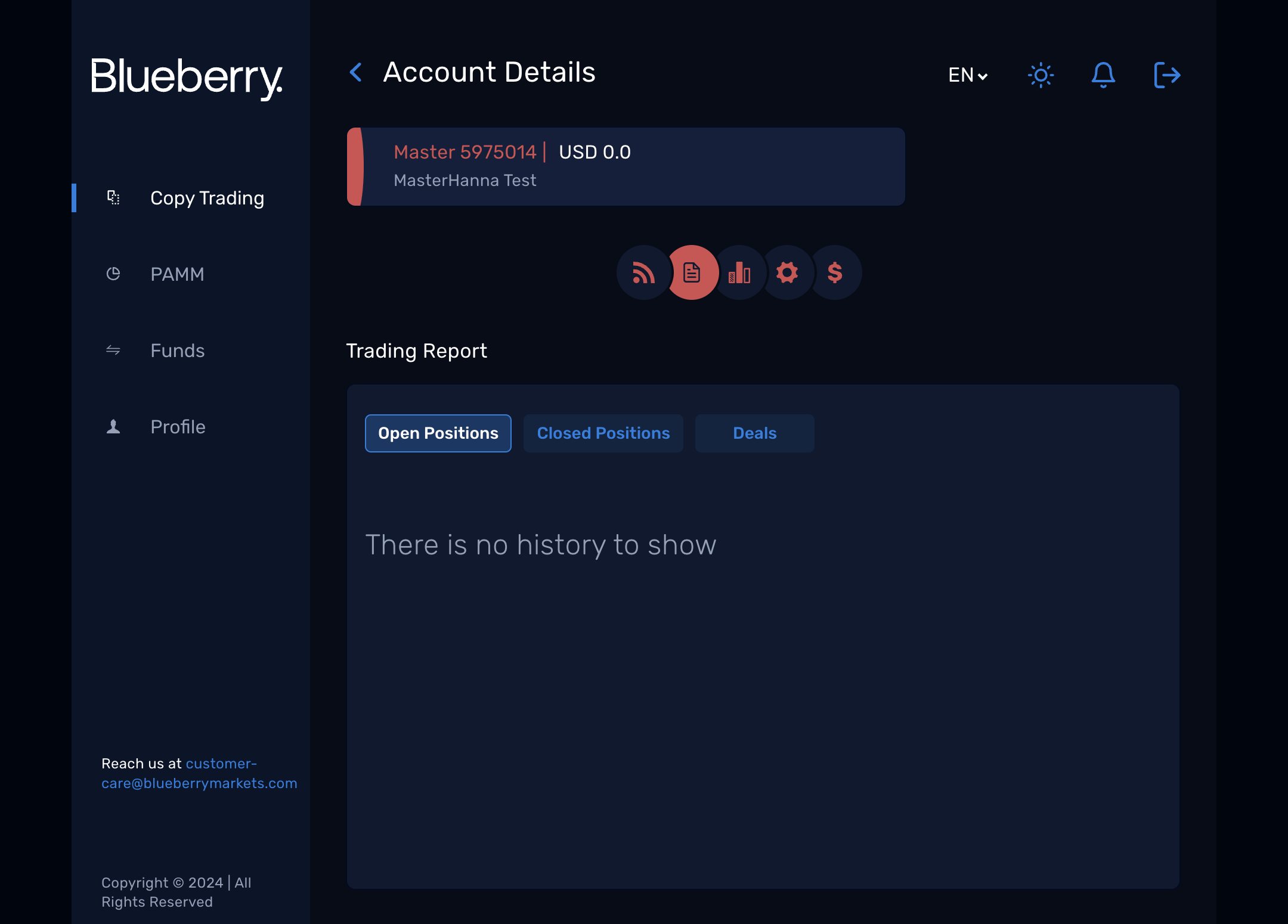 Trading Report shows your trading history