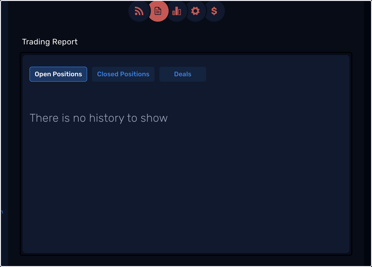Trading Report shows your trading history