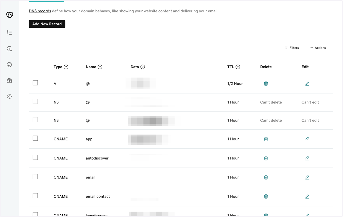 Open the DNS Record Editor