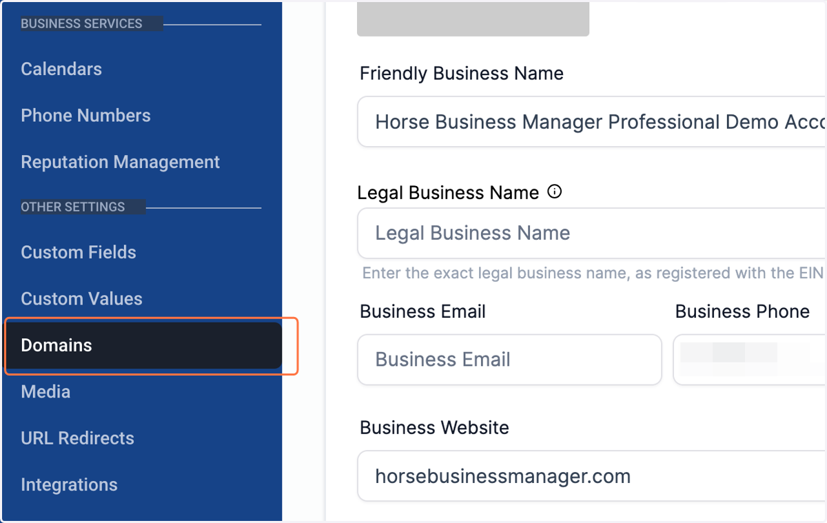 Click on Domains