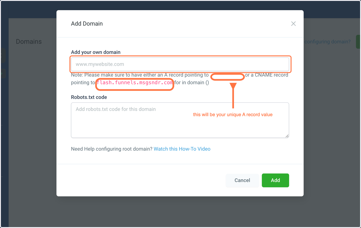 Type in your website's URL