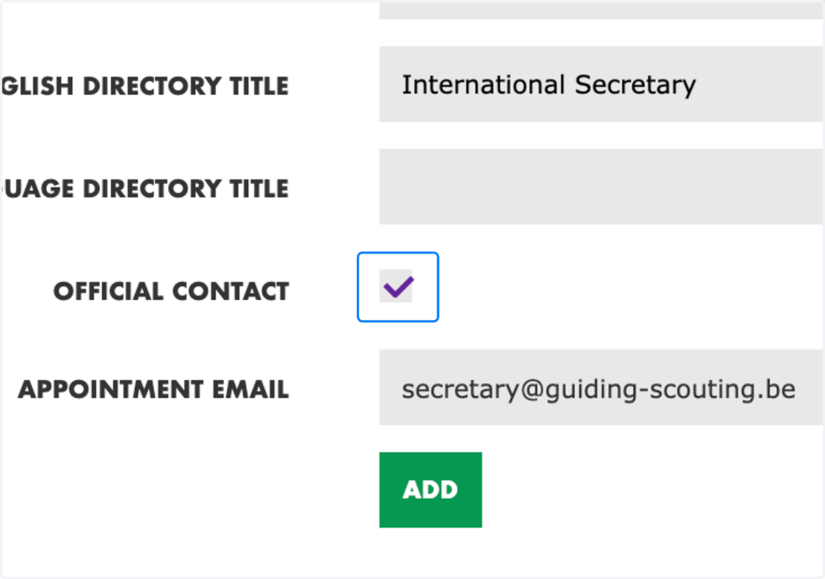 Select "Official Contact"