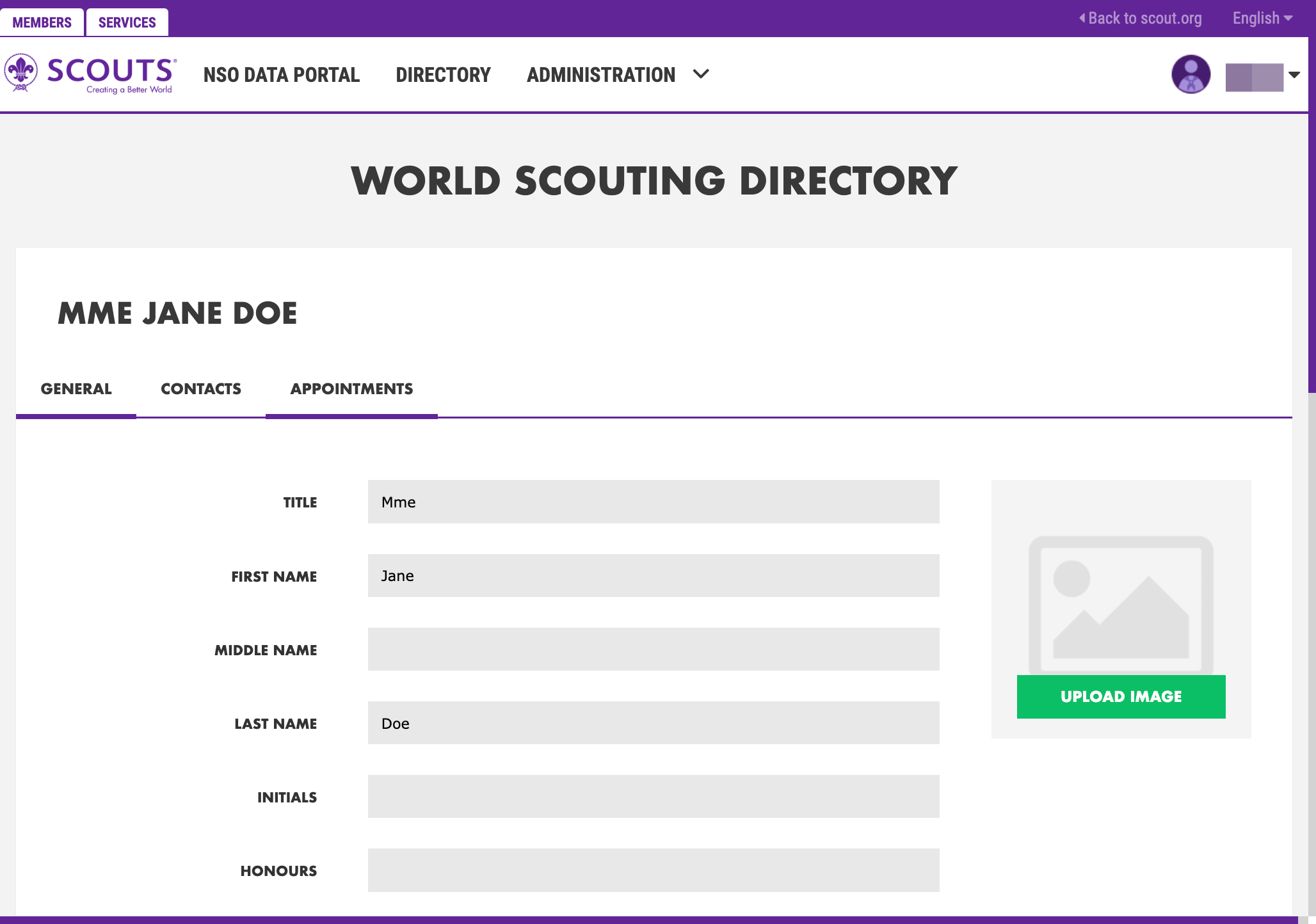 Navigate to "Appointments" tab