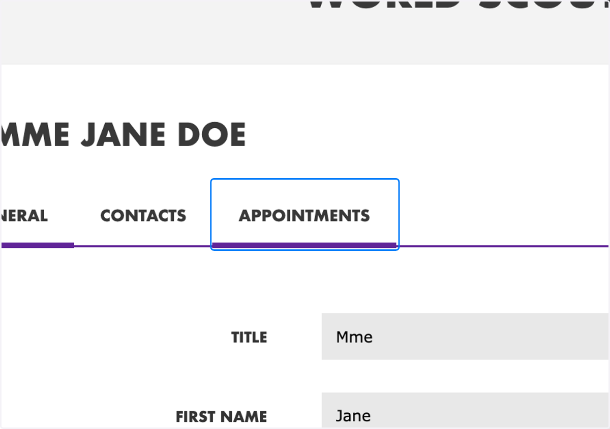 Navigate to "Appointments" tab
