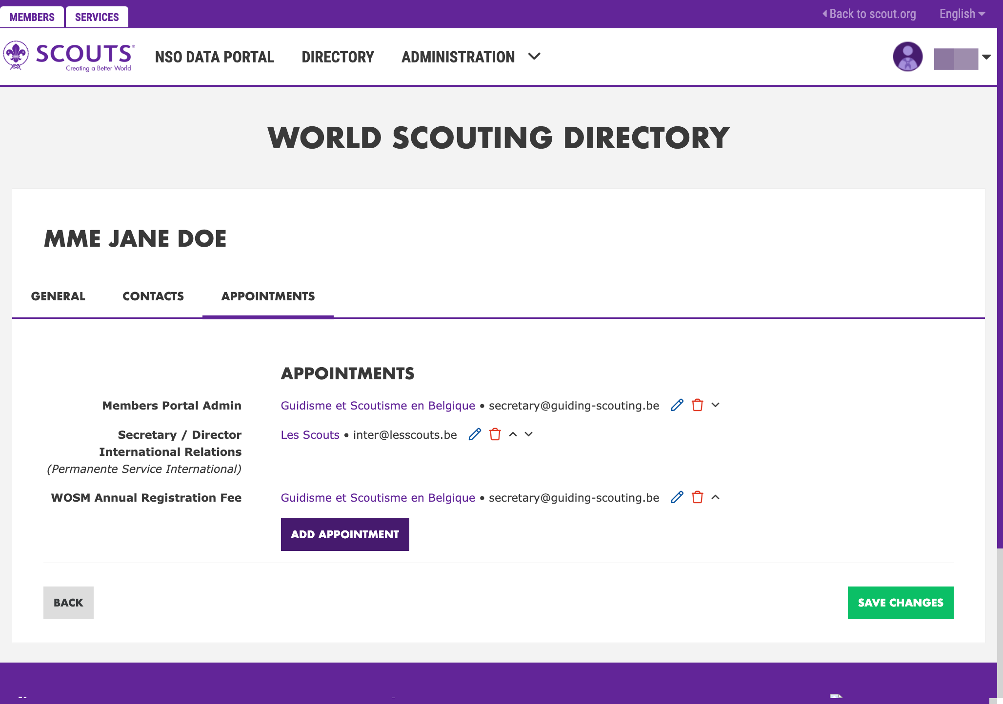 Click on "Add Appointment" or "Edit"