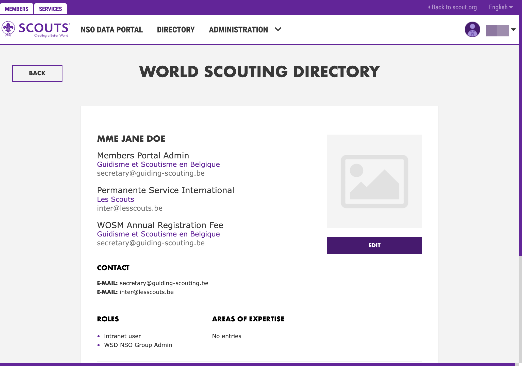 Locate person profile of Official Contact