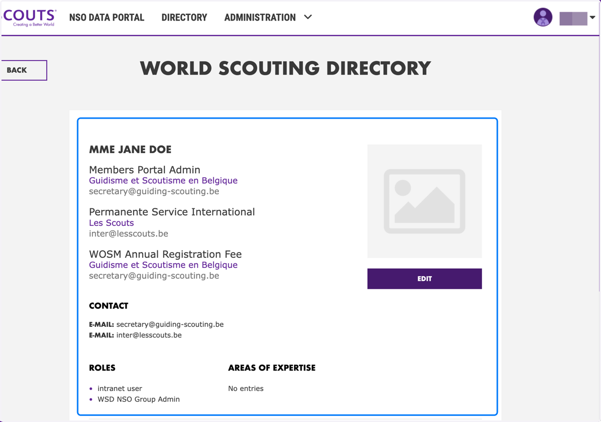 Locate person profile of Official Contact