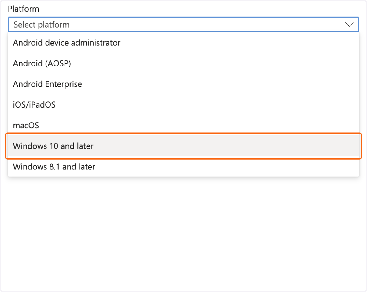 Click on Windows 10 and later