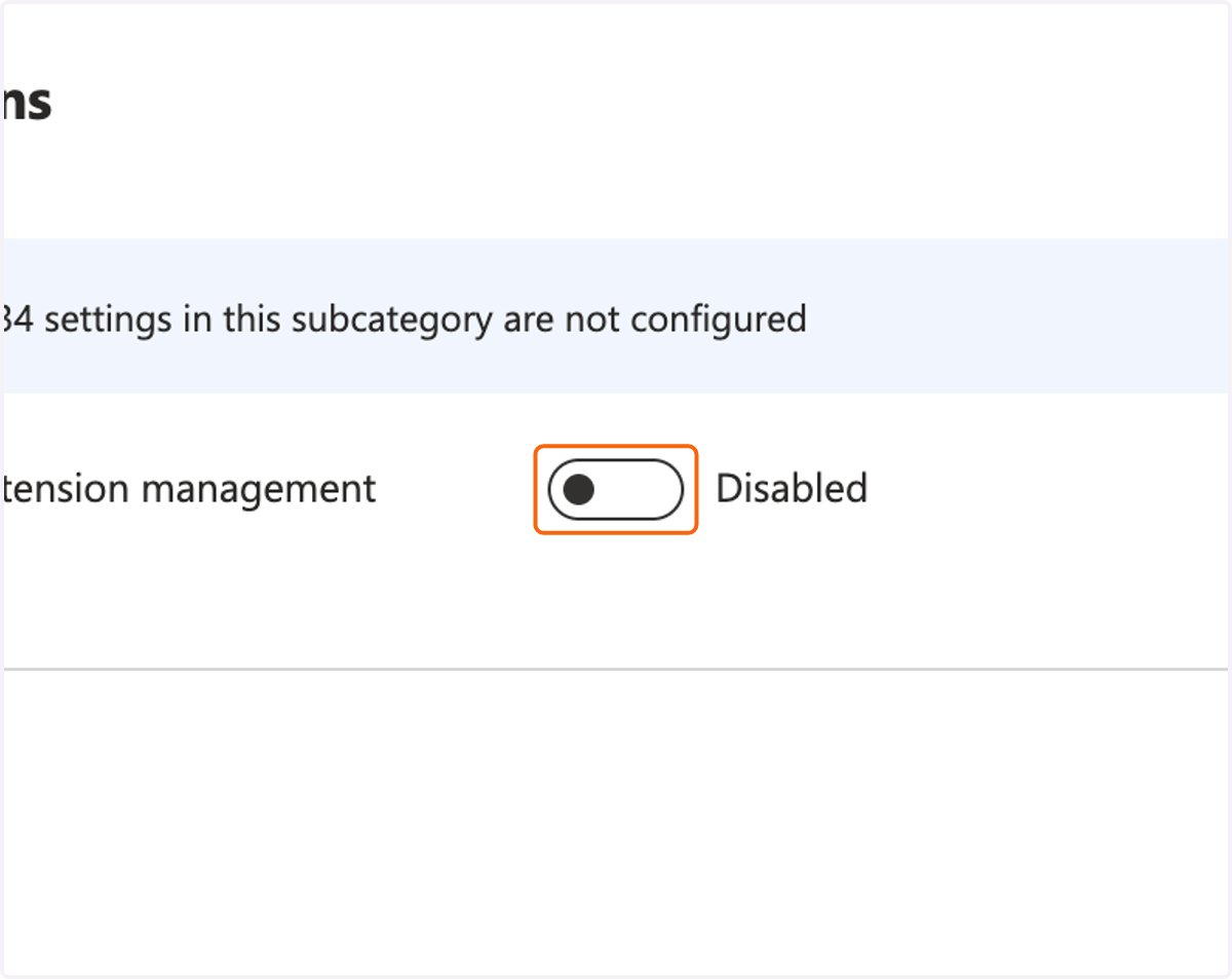 Click on Configure extension management settings