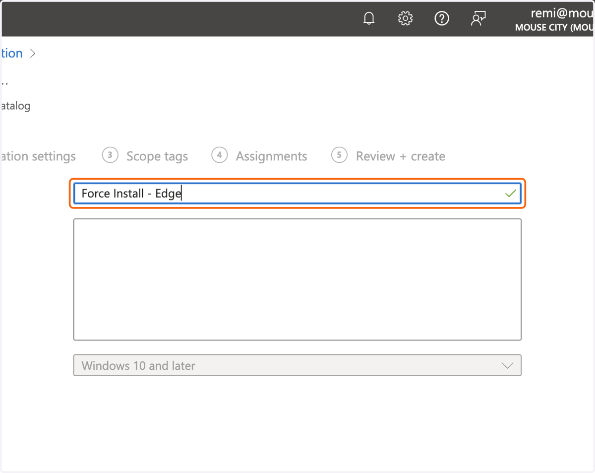 Type the name you want for the configuration.