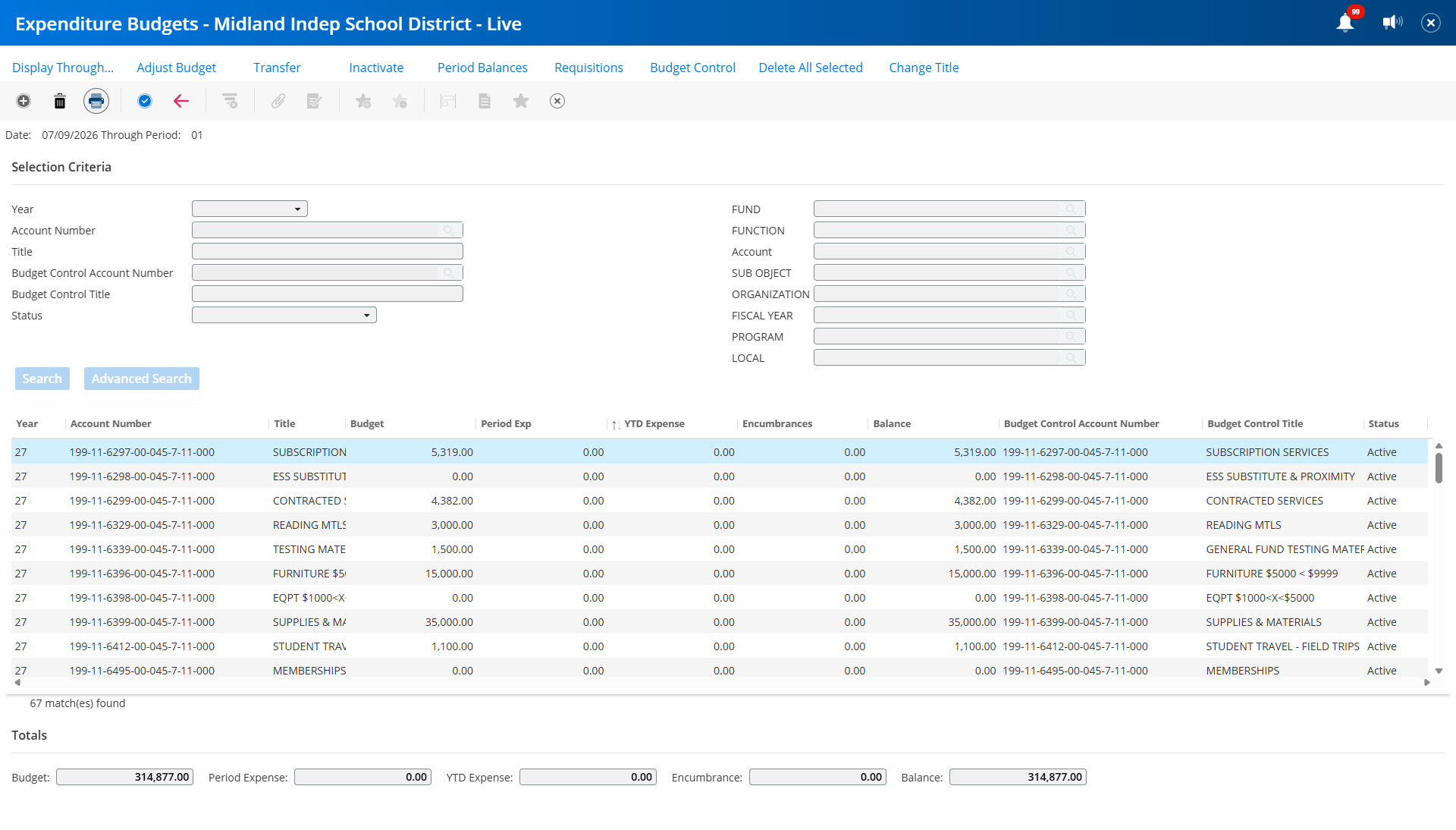 Once all accounts are listed at the bottom, click on the Print icon.