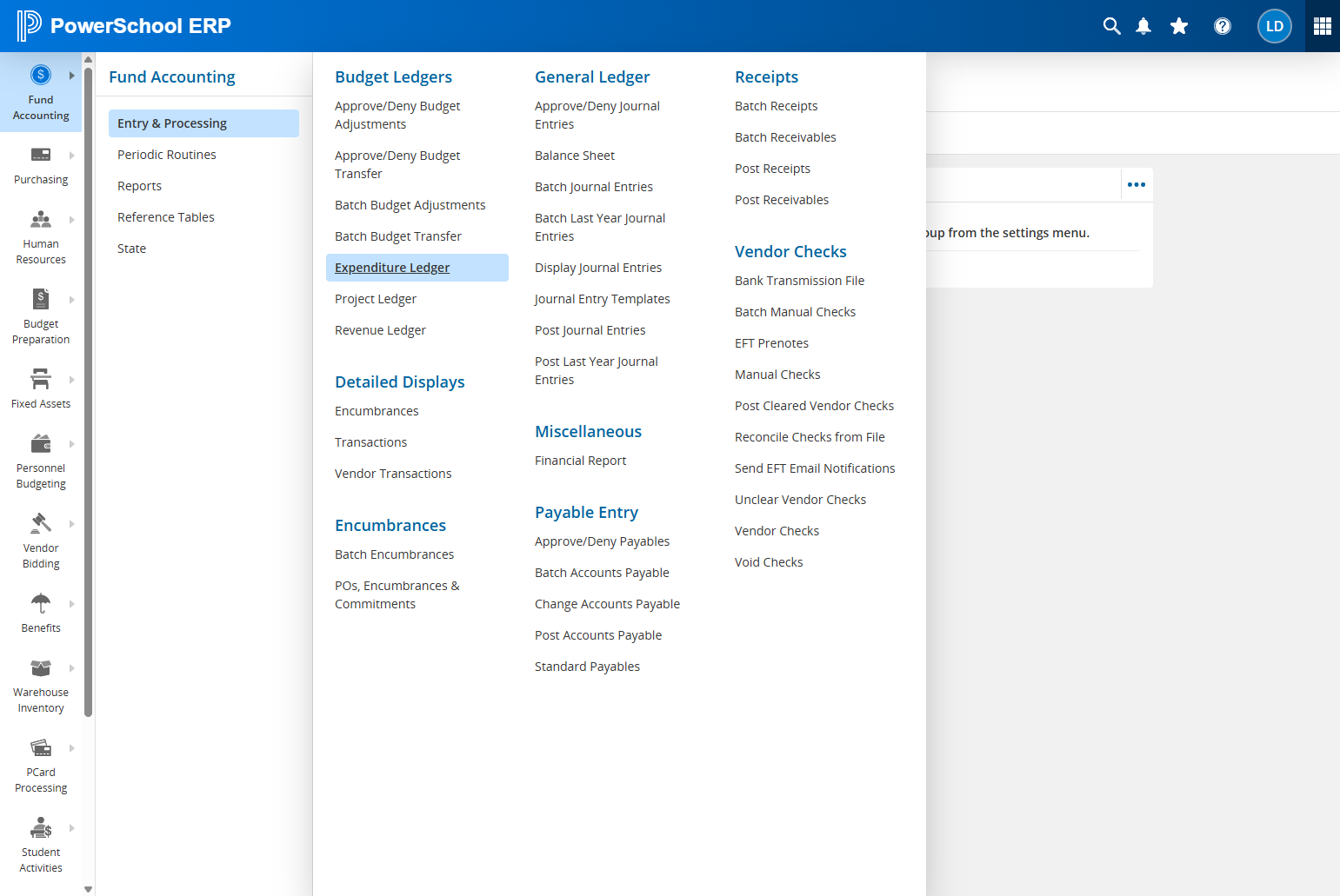 Click on Expenditure Ledger