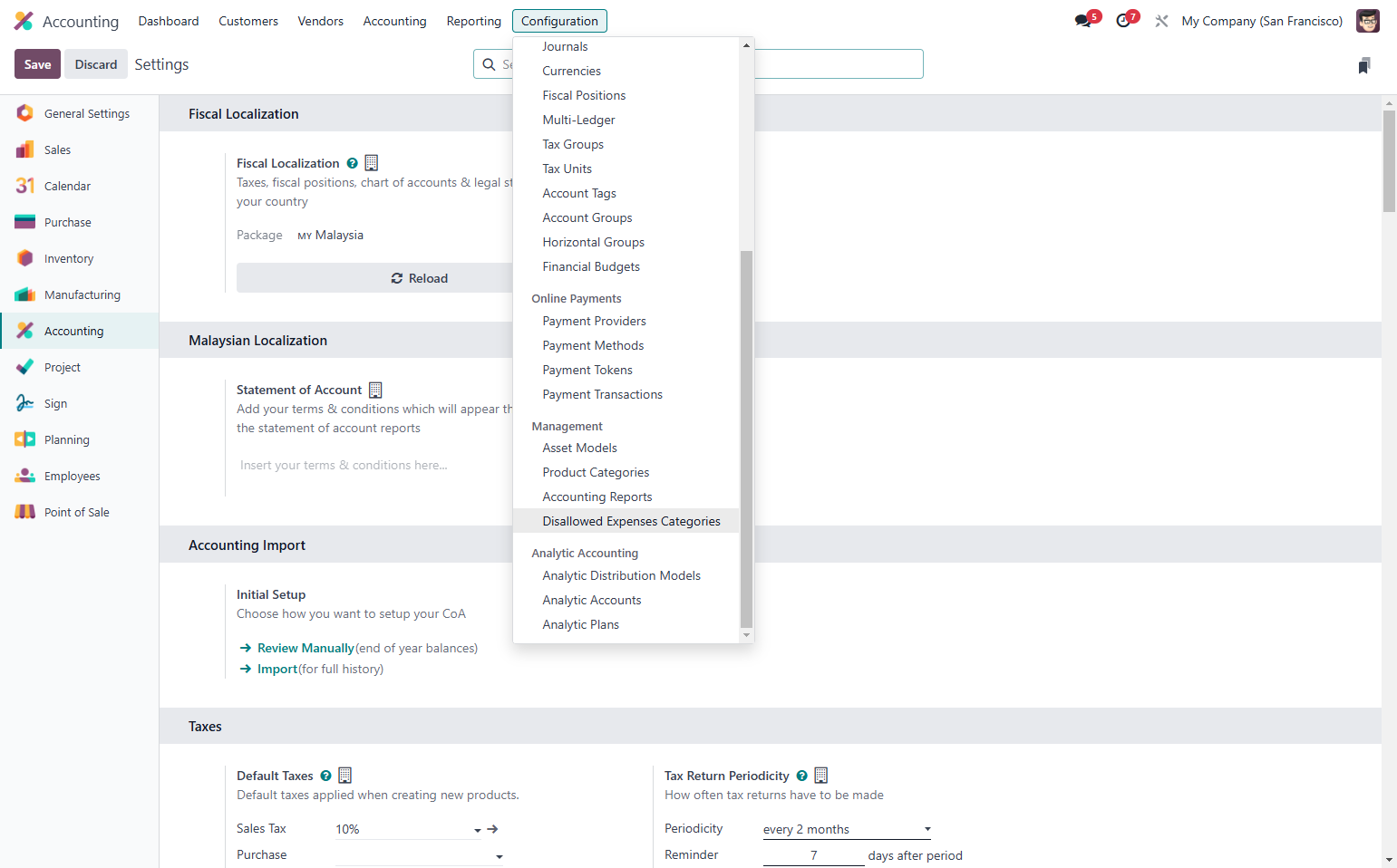 Click on Analytic Accounts