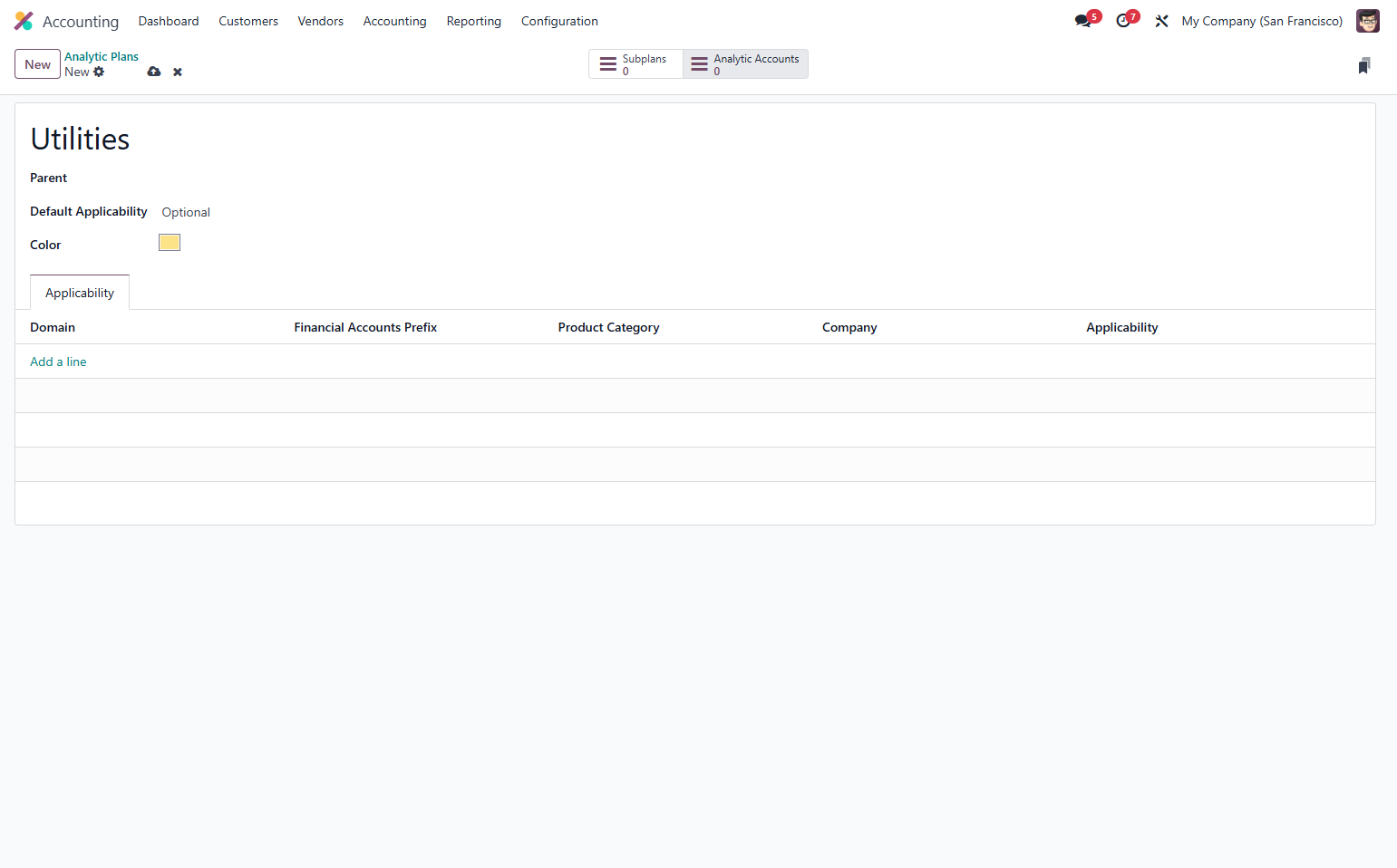 Click on Analytic Accounts