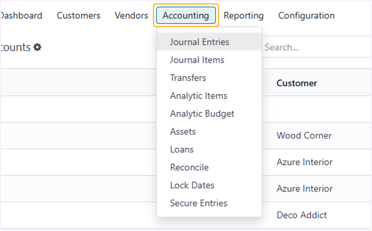 Click on Accounting