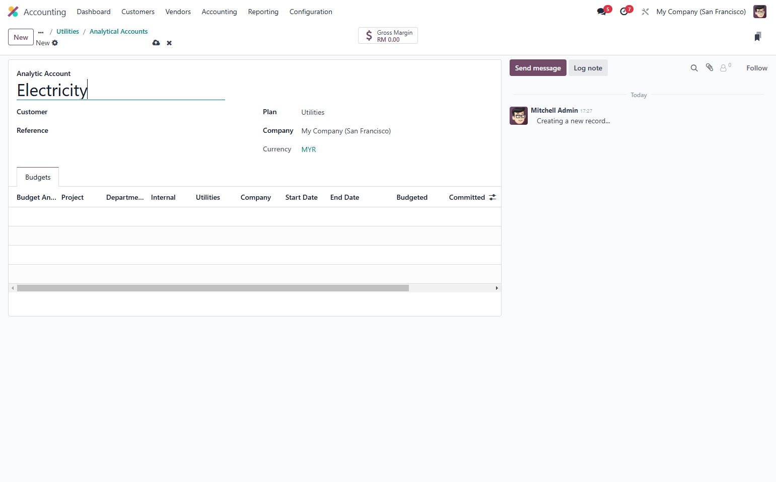 Fill in relevant Analytic accounts