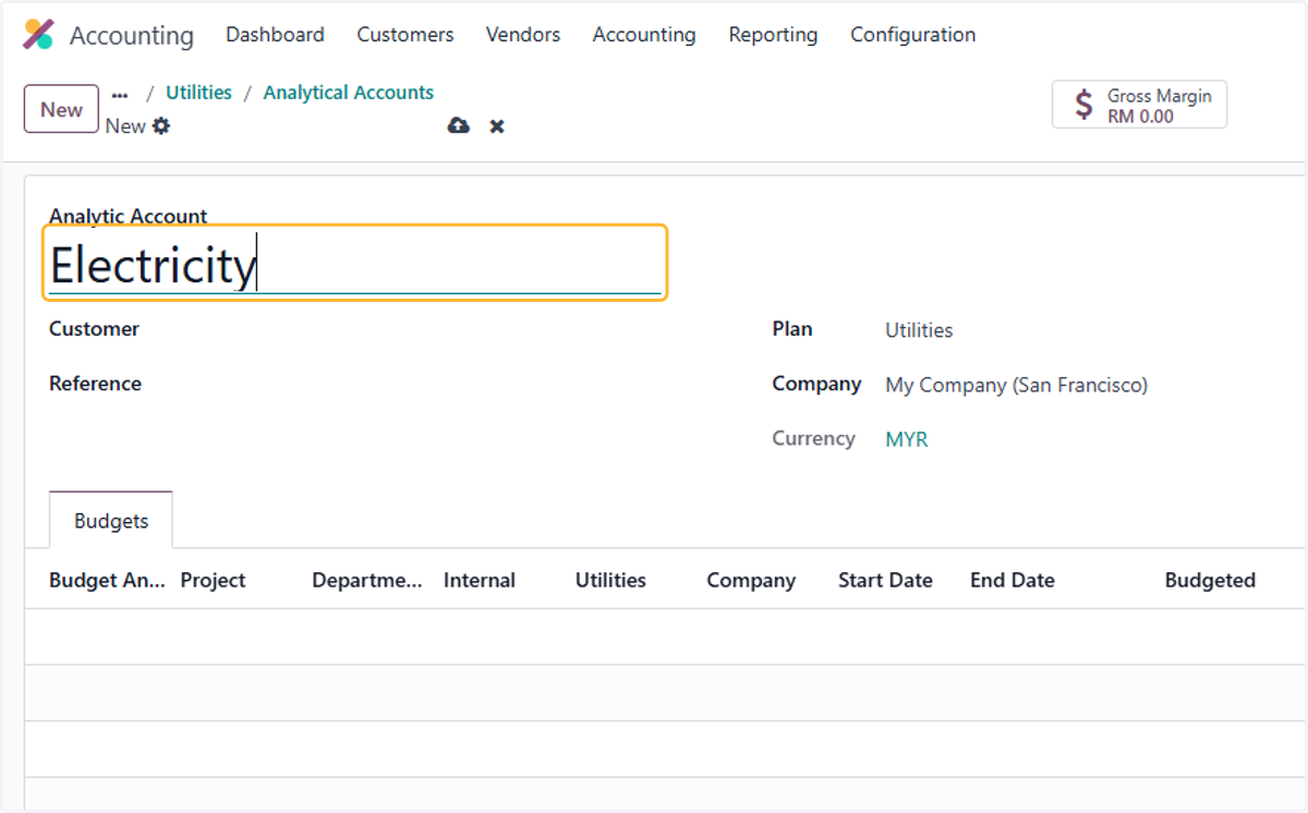 Fill in relevant Analytic accounts