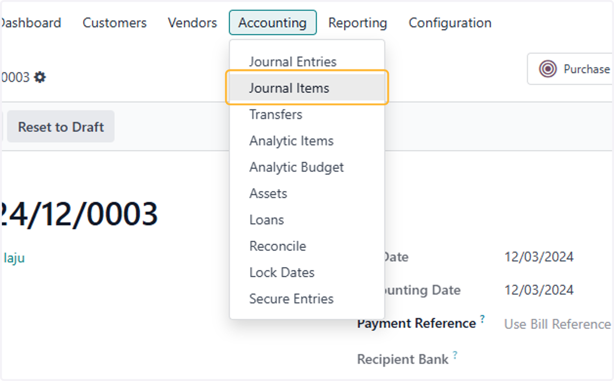 Click on Journal Items