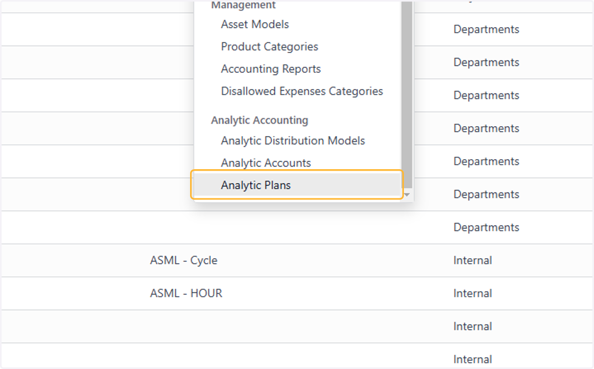 Click on Analytic Plans