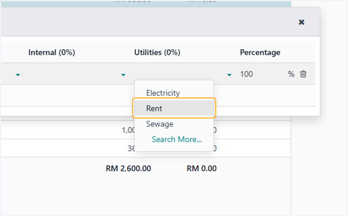 Select the relevant analytic account