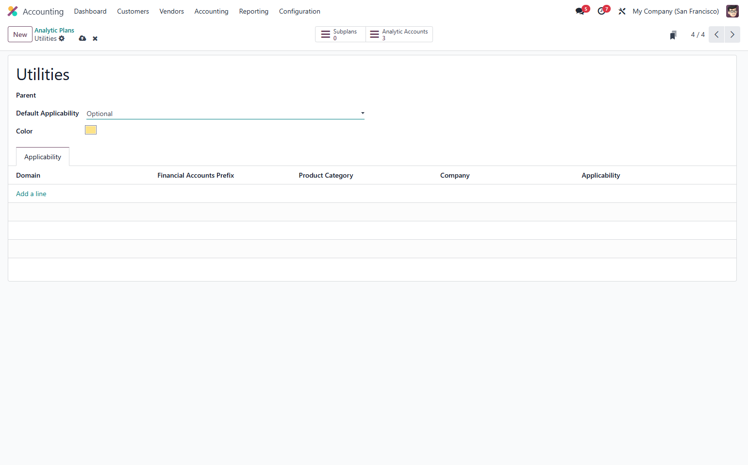 Select Optional from Default Applicability