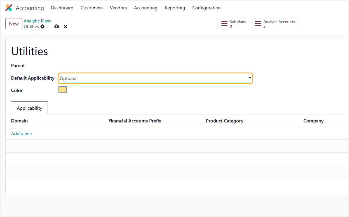 Select Optional from Default Applicability
