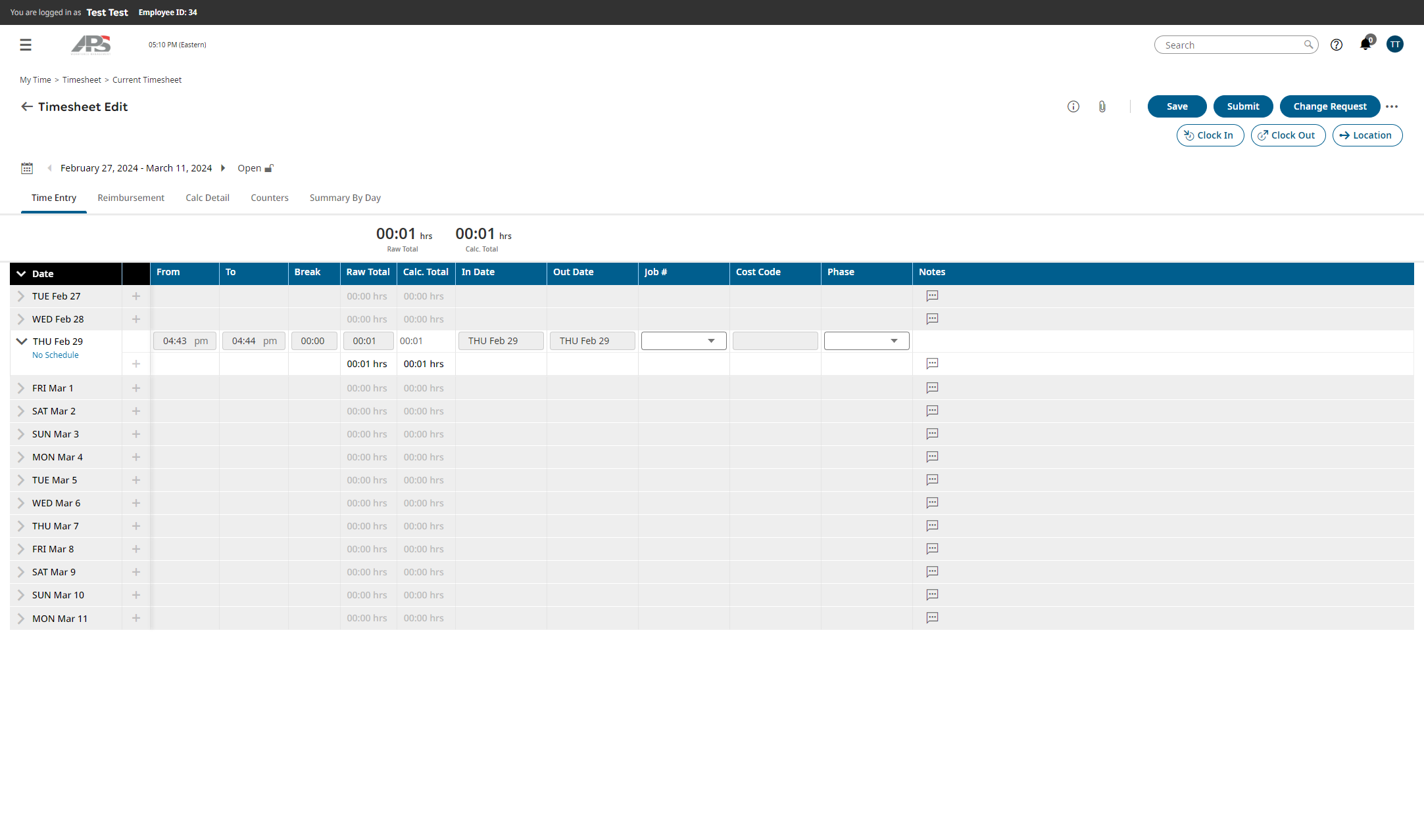 Timesheet View
