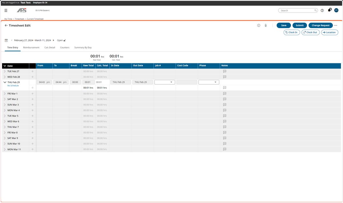 Timesheet View