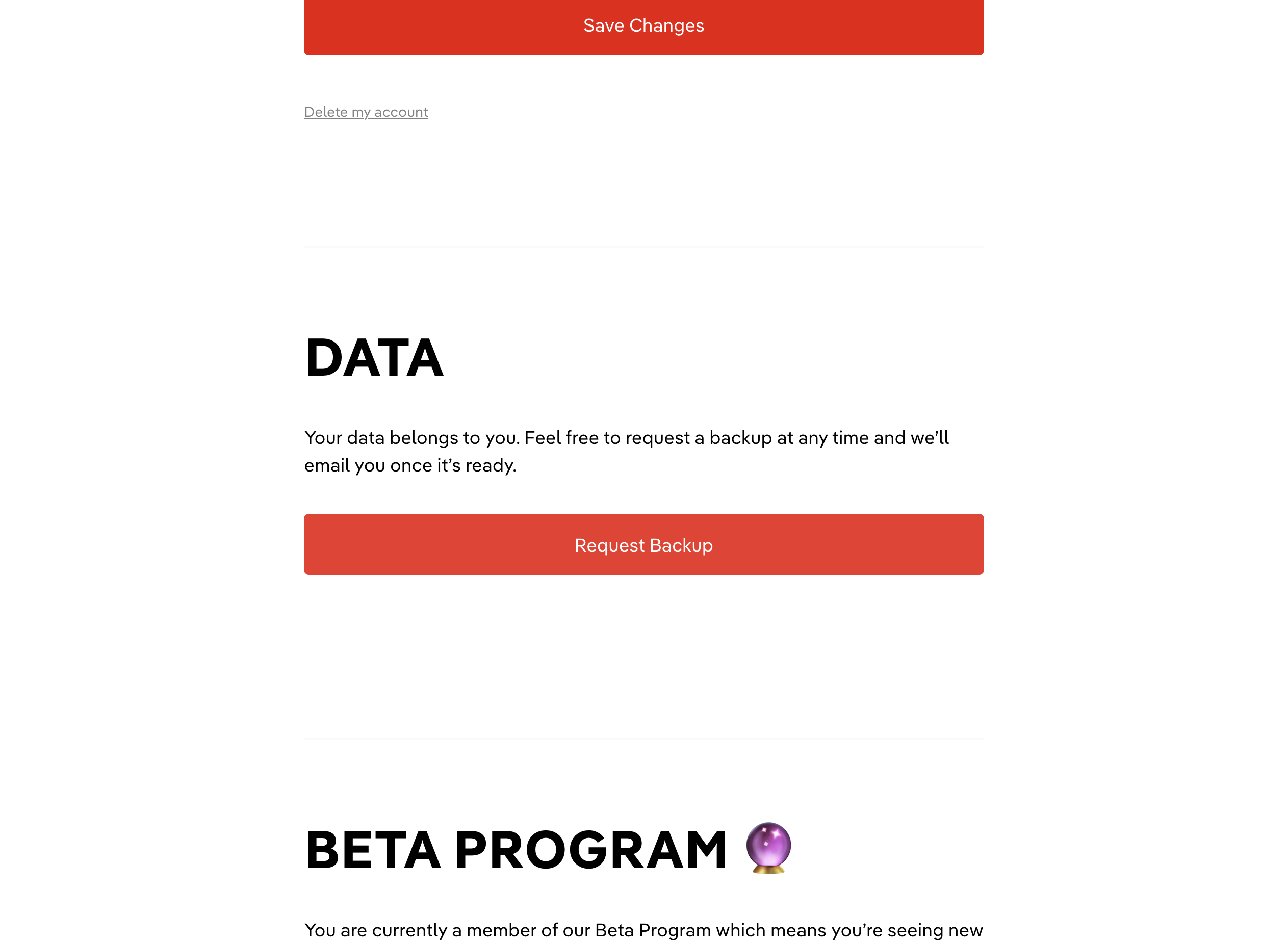 Scroll down and click 'Request Backup'