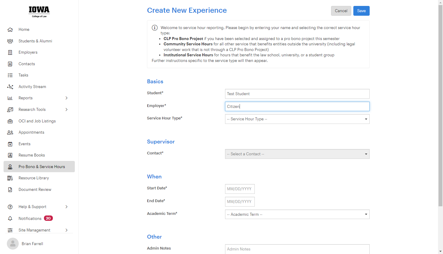 Begin typing "Citizen" and select "Citizen Lawyer Program" as the employer