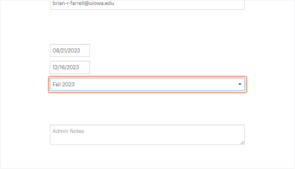 Select the current semester from the Academic Term dropdown
