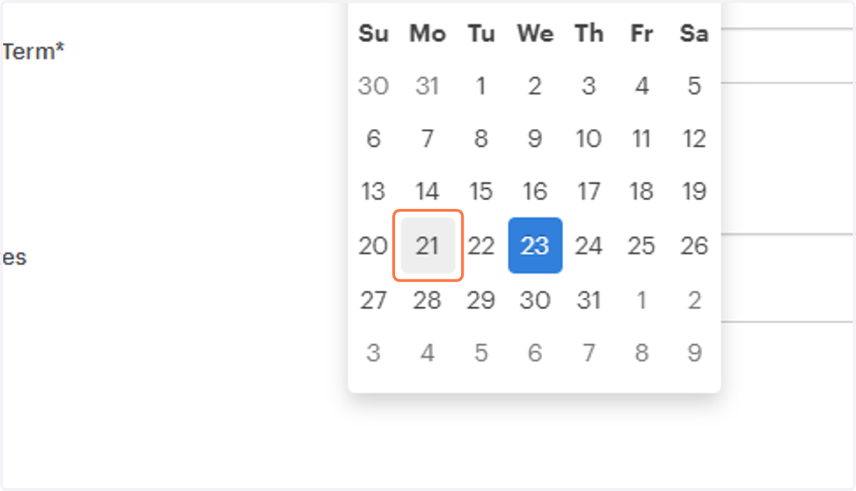 Enter the first day of the semester under Start Date