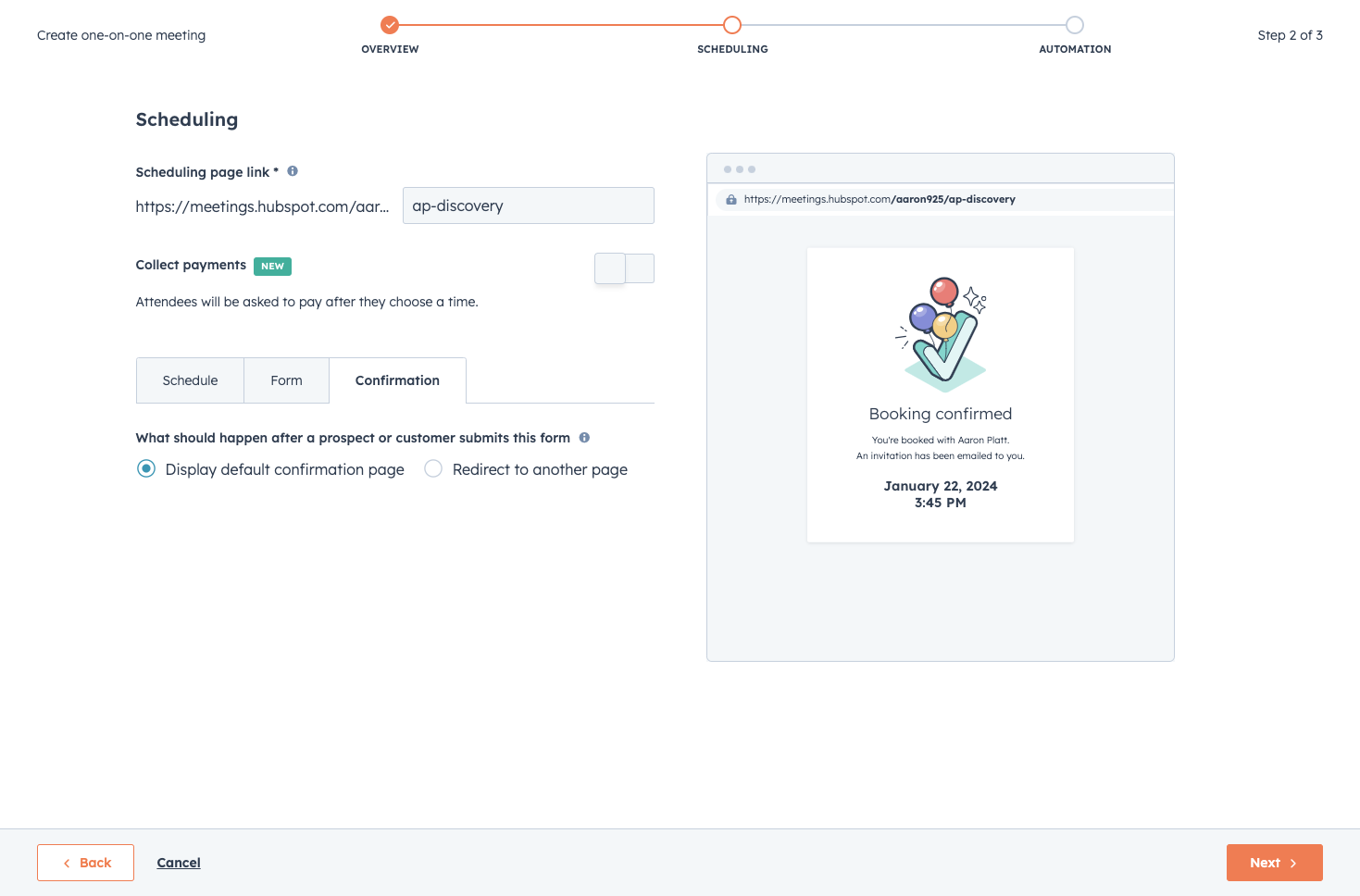 Click on What should happen after a prospect or customer submits this form…