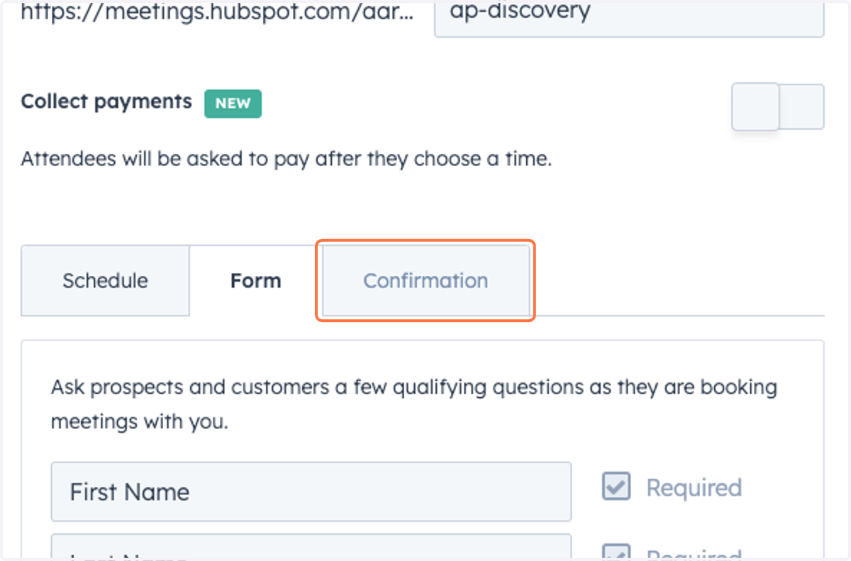 Click on Confirmation