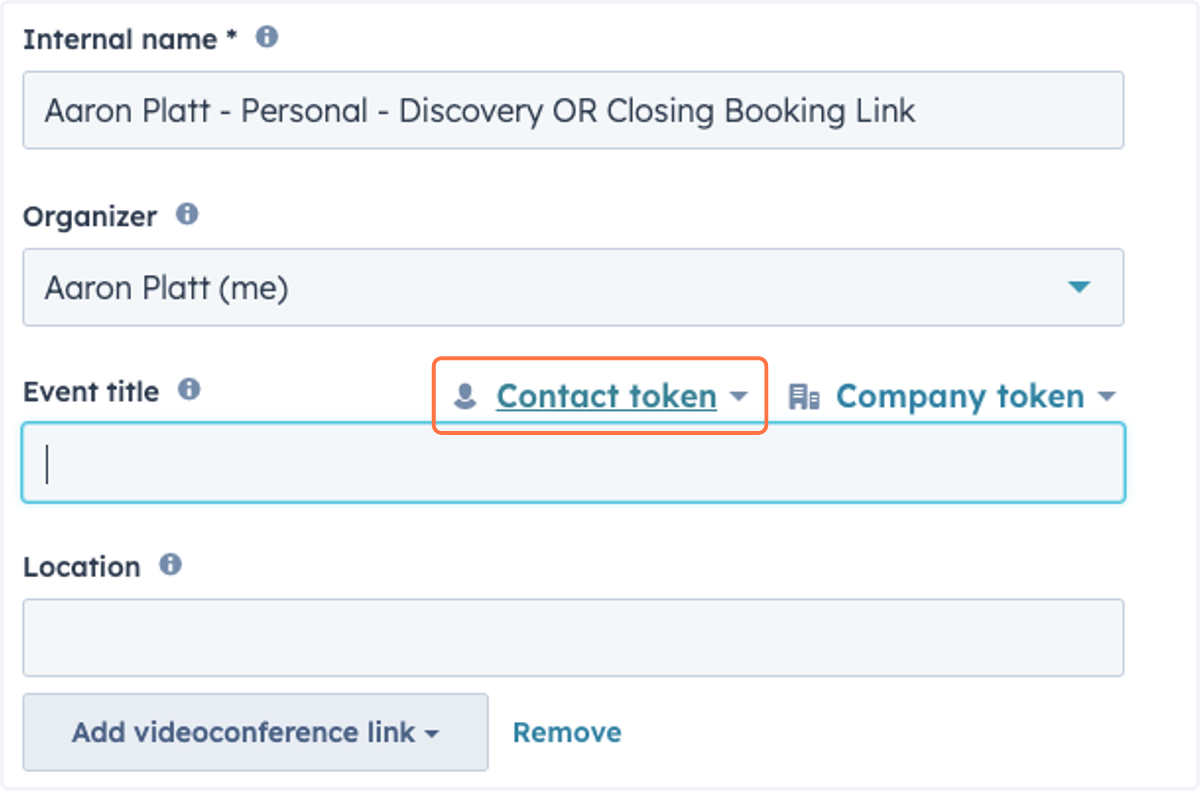 Click on Contact token