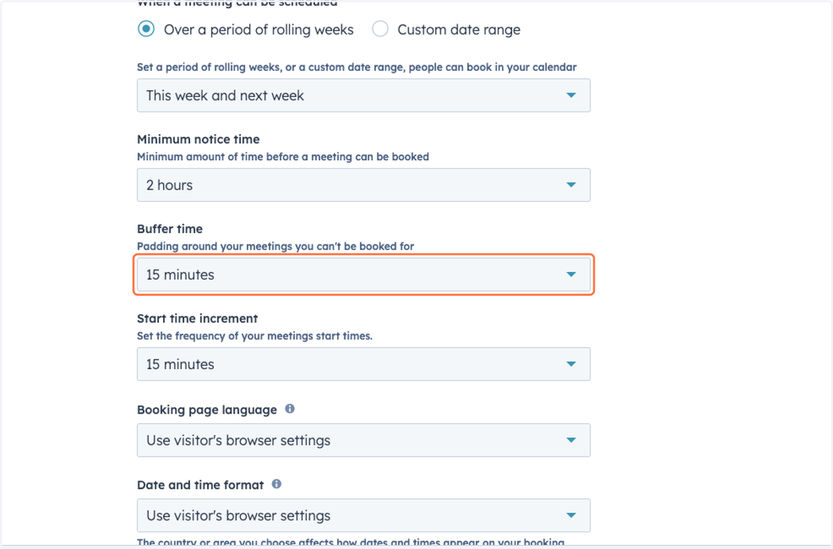 Click on Buffer time