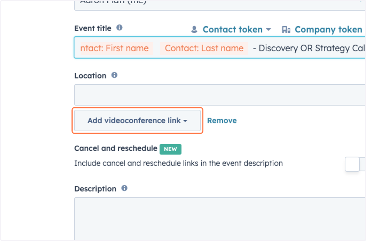 Click on Add videoconference link